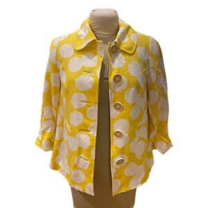 Lilly Pulitzer Linen Blend Jacket Fun Polka Dot Sz 6 Button Front Butter Yellow